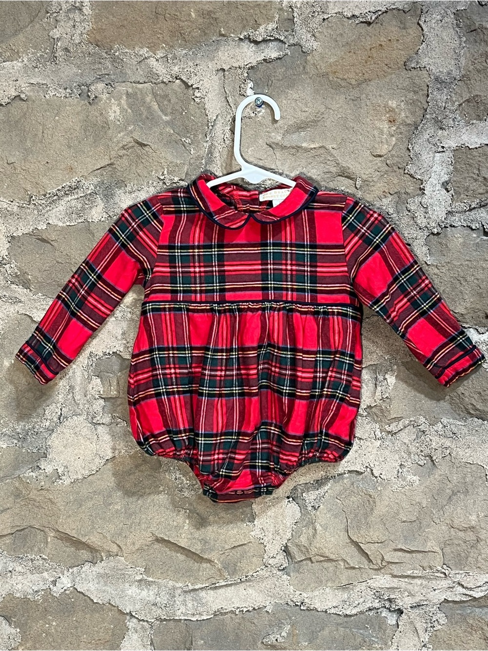 EUC size 0-6 month TBBC Bradford  Red Plaid Christmas Baby bubble
